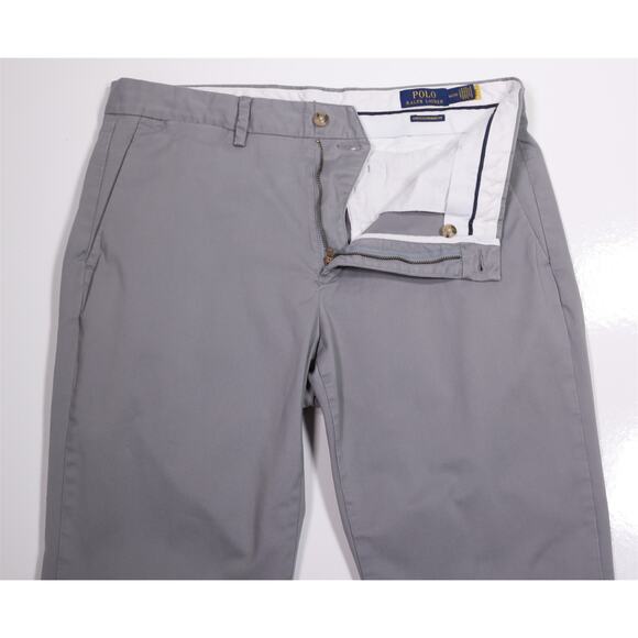 Polo Ralph Lauren Mens Stretch Straight Light Gray Flat Front Chino Pants 34x32 - Picture 5 of 6